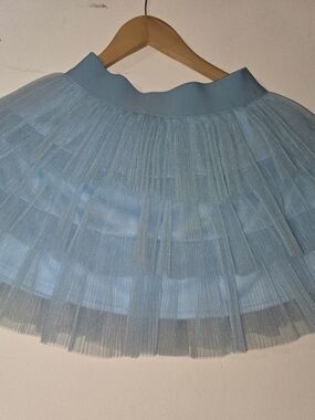 Better Be Light Blue Pleated Tulle Skirt